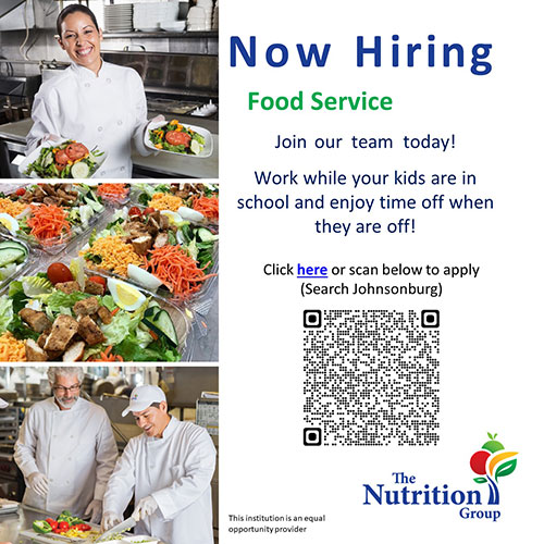 Click or scan the QR code to apply for food service staff